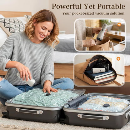 QcoQce Vacuum Storage Bags - Rechargeable Electric Pump for Space-Saving Travel & Seasonal Storage