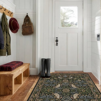 Large Entryway Rugs Indoor - 3x5 Washable Rugs for Kitchen Bedroom Beside Bed Door Mat Indoor Entrance with Moody Woodland Flowers, Non Slip Stain Resistant Low Pile