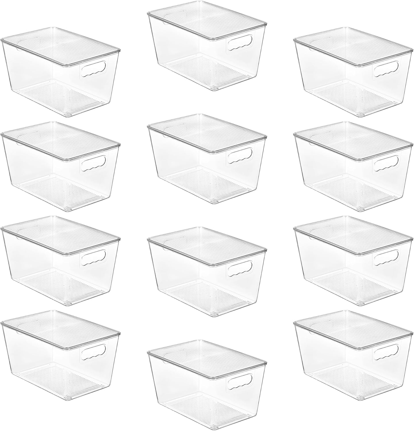 Vtopmart 12-Pack Clear Stackable Storage Bins - Large Plastic Containers with Lids for Pantry & Closet Organization