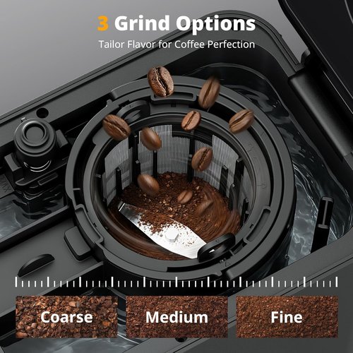 AIRMSEN Grind & Brew Coffee Maker - Programmable 5-Cup Capacity with Built-in Grinder & Auto Keep Warm