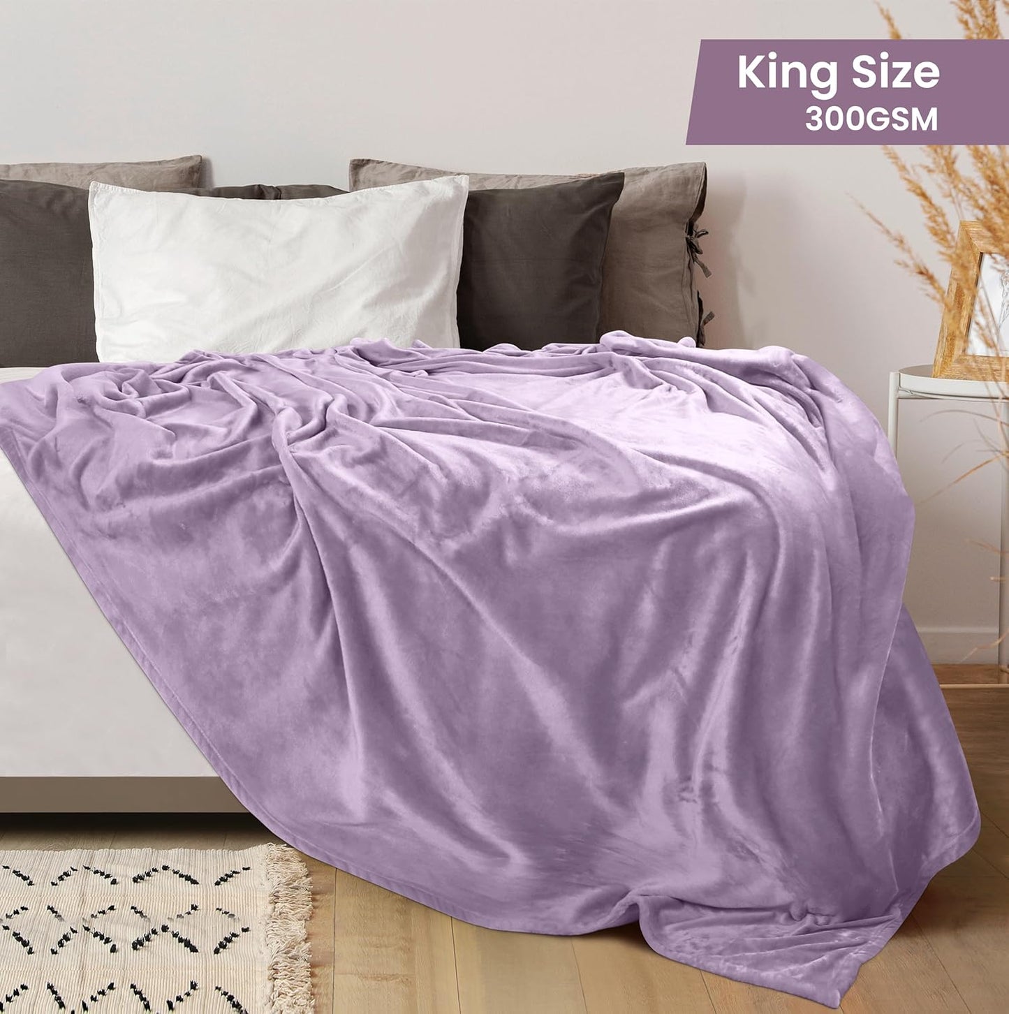 Utopia Bedding Fleece Blanket - King Size Lilac 300GSM Luxury Soft Microfiber | Anti-Static (90x102 Inch)