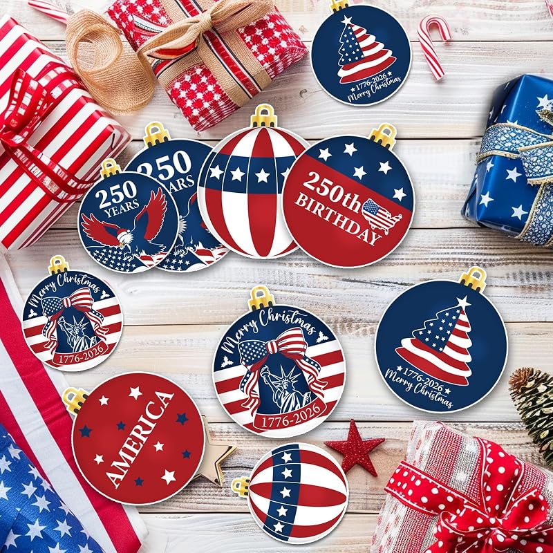 Outdoor 24-Piece 250th Anniversary Christmas Ornament Set