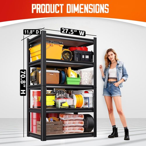 Heavy Duty Metal Shelving Unit by [Brand Name] - 5-Tier Adjustable Garage Storage Rack | 71"H x 28"W x 12"D