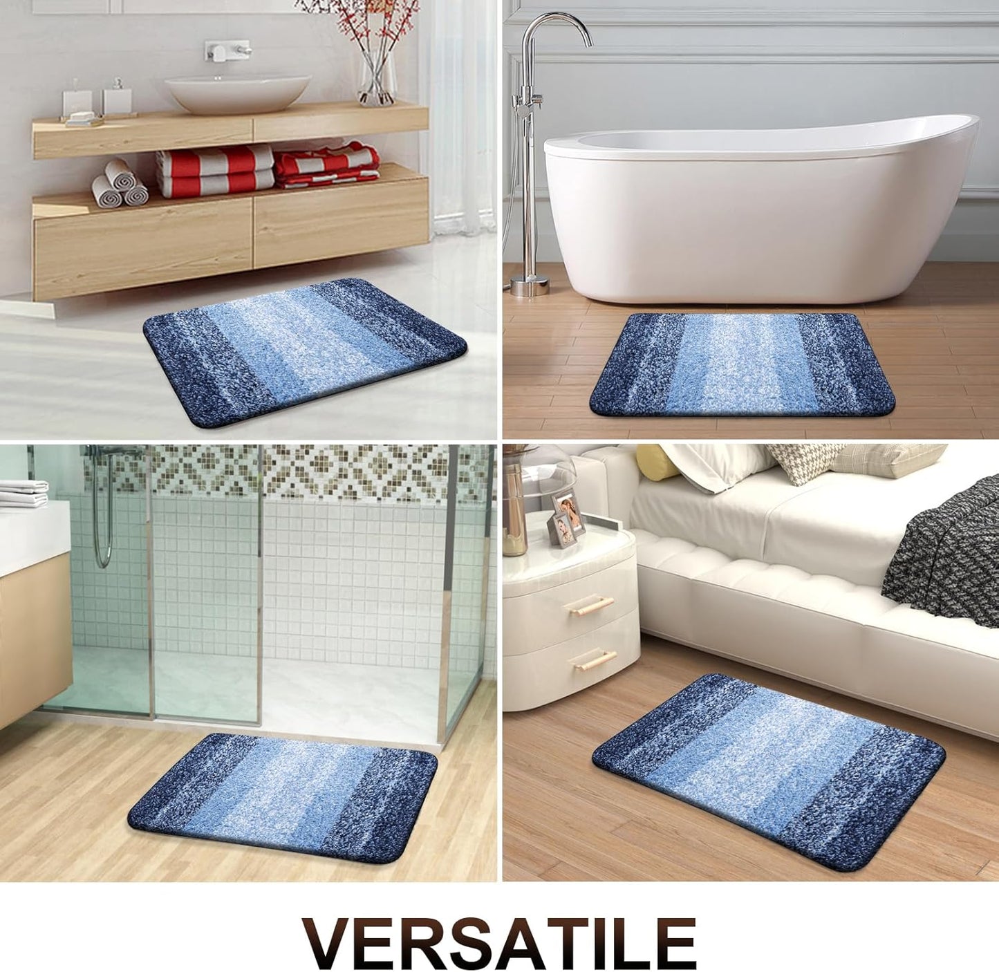 OLANLY Bathroom Runner Rug - Extra Soft Microfiber, Quick Dry, Machine Washable | 59x20, Navy