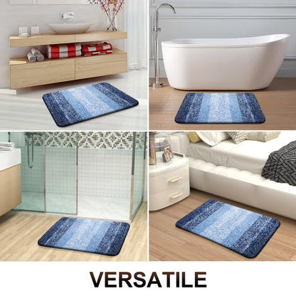 OLANLY Luxury Toilet Rugs U-Shaped 24x20, Extra Soft and Absorbent Microfiber Bathroom Rugs, Non-Slip Plush Shaggy Bath Mat, Machine Wash Dry, Contour Bathroom Mats for Toilet Base, Navy