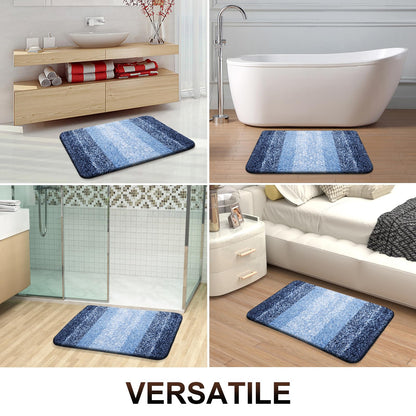 OLANLY Bathroom Runner Rugs 47x17, Extra Soft Absorbent Microfiber Bath Rugs, Rubber Backing, Quick Dry, Machine Washable Bath Mats for Bathroom Floor, Tub and Shower, Home Decor Accessories, Navy
