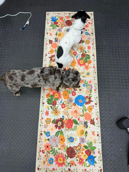 Skiennix Runner Rug - Non-Slip Washable Floral Carpet for Hallways & Kitchens | 2x6 Feet, Beige