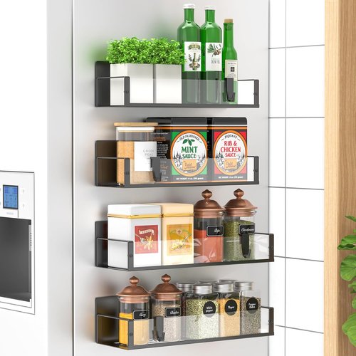 HuggieGems Magnetic Spice Rack Organizer - 4 Pack Clear Storage for Refrigerator & Oven