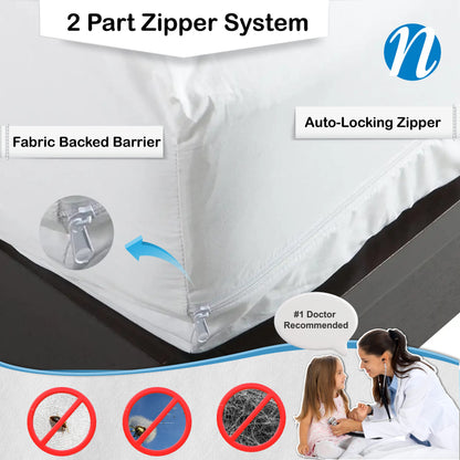 National Allergy Superior 100% Cotton California King Mattress Protector Zippered - 73" x 84" x 12" - Hypoallergenic Bed Encasement - Breathable Dust Proof Cover - Oeko-TEX Standard 100 Certified