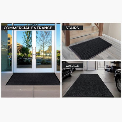 Commercial Door Mat 3'x5' Heavy Duty Industrial Floor Mat for High Traffic Areas, Nonslip Rubber Backing, Large Door Mat for Indoor Entrance or Business Entryway, Charcoal, Made in USA.