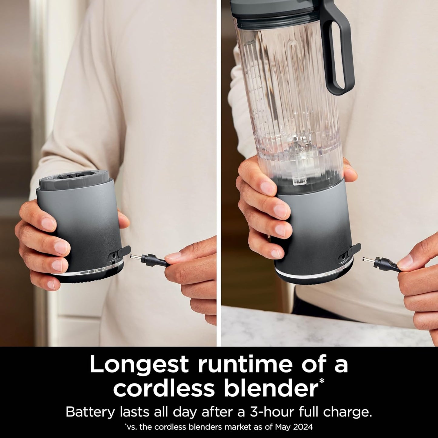 Ninja BC251GY Blast Max Cordless Blender - Smoothies & Ice Crush, 22 oz. Twist & Go Vessel, Gray - Certified Refurbished