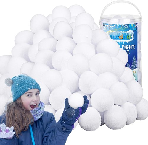 Elcoho 100-Piece 2-Inch Artificial Snow Balls Set - Realistic Plush Toss Balls for Kids | Winter Fun & Decor