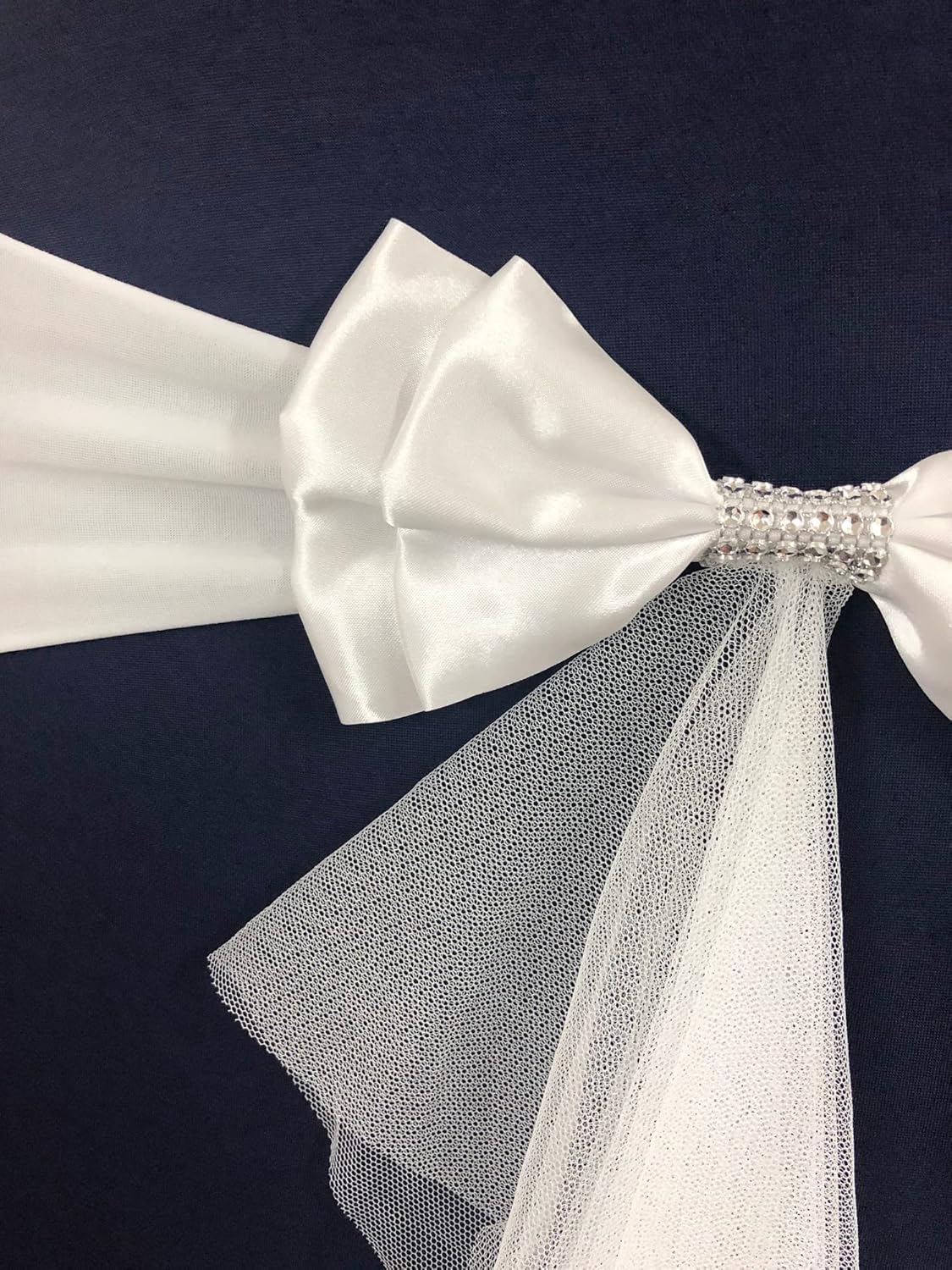 Skiennix Spandex Stretch Chair Bands - 10pcs with Double Satin Bows for Beach Wedding Decor | White