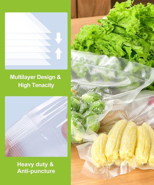 Bonsenkitchen Vacuum Sealer Bags - 6 Rolls, 8" x 16', BPA Free, Ideal for Food Storage & Sous Vide