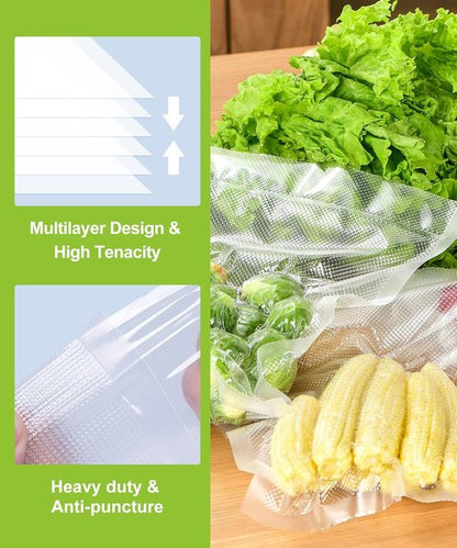 Bonsenkitchen Vacuum Sealer Bags - 6 Rolls, 8" x 16', BPA Free, Ideal for Food Storage & Sous Vide