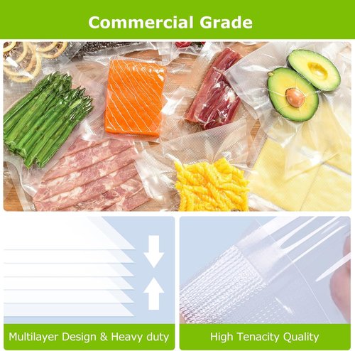 Bonsenkitchen Vacuum Sealer Bags - Durable 8" x 50 ft Rolls | BPA-Free Heavy Duty Food Storage & Sous Vide