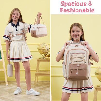 Fimibuke Kids Backpack Set - 3 PCS Waterproof Bookbag with Lunch Box & Pencil Case | Lightweight for School