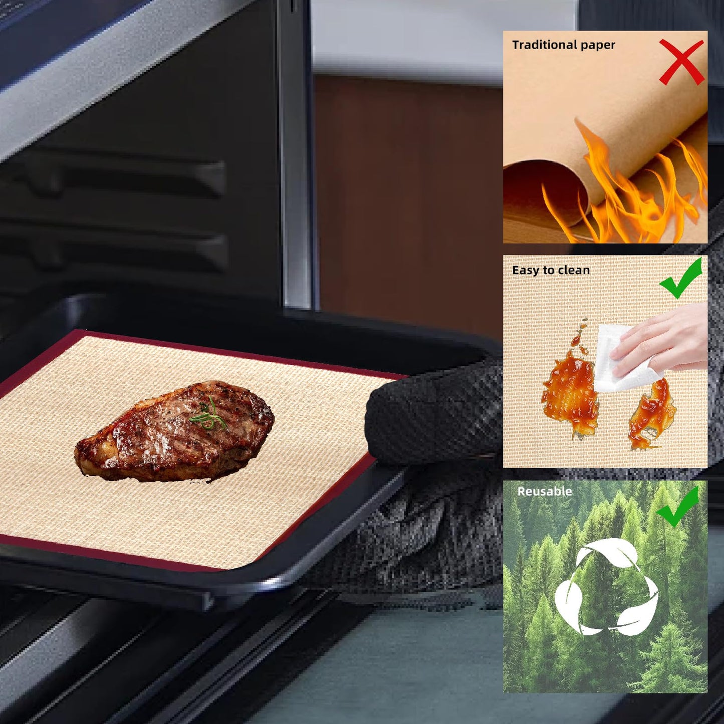 Silicone Air Fryer Liners Reusable For Emeril Lagasse French Door 360 Air Fryer, Baking Mat Accessories Compatible With Emeril 26 QT Dual-Zone Airfryer Oven