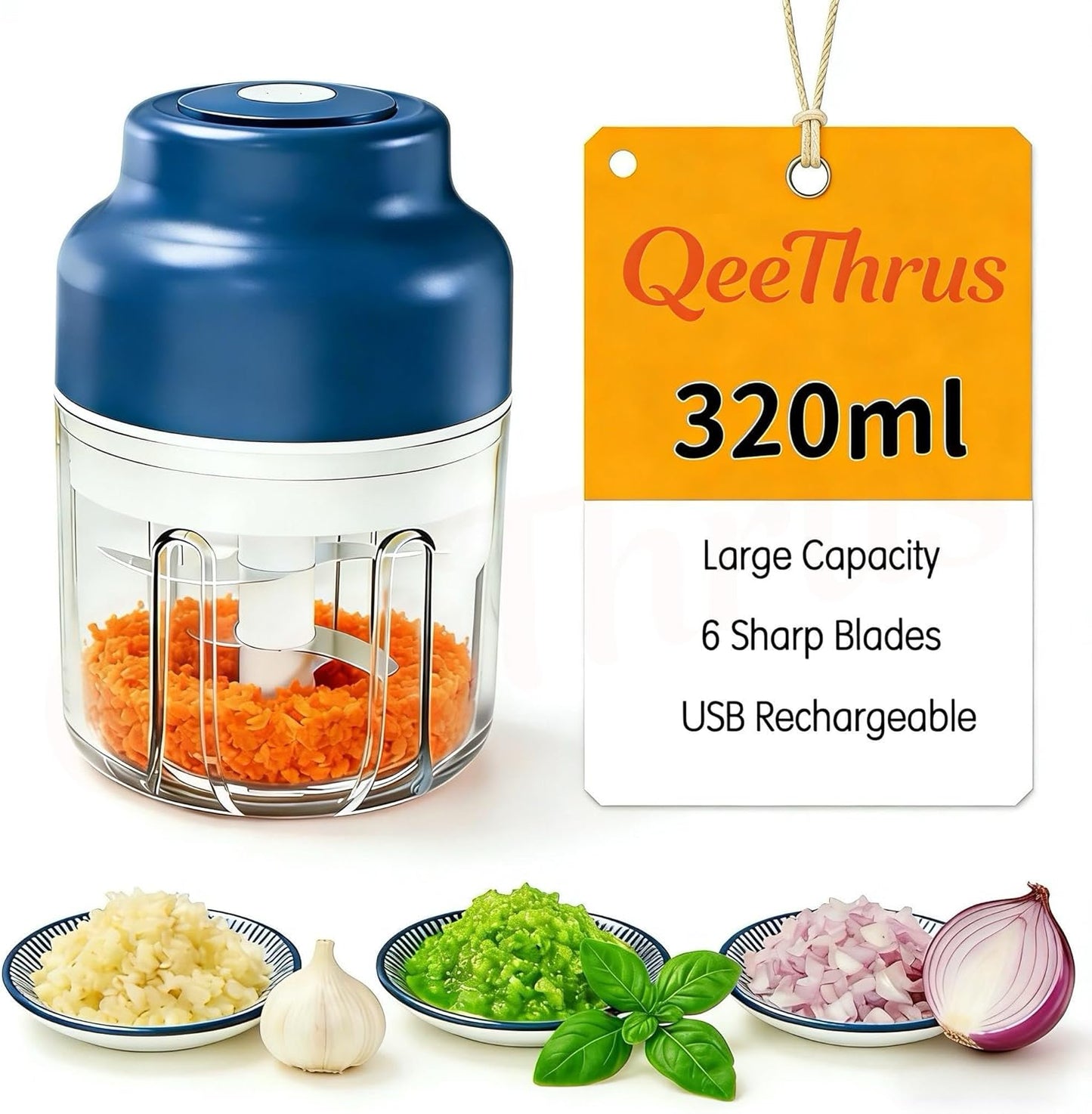 Skiennix Mini Electric Food Chopper - Versatile Vegetable, Onion & Garlic Processor with Container