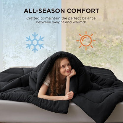 Bedsure Comforter Duvet Insert - King Size Quilted Down Alternative Bedding, All Season, Black 90 x 102 Inches