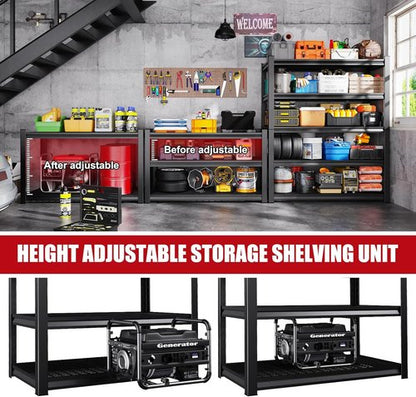**Regine Switzerland Heavy Duty Garage Shelving | Adjustable 5-Tier Metal Storage Unit - 3000 lbs Capacity (71"x46"x18")**
