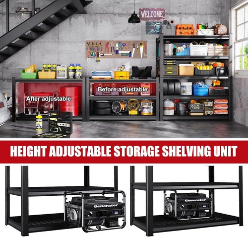 Heavy Duty Metal Shelving Unit by Set of 4 | 3500 lbs Capacity, Adjustable 5-Tier Storage Rack - 72"x59"x20"
