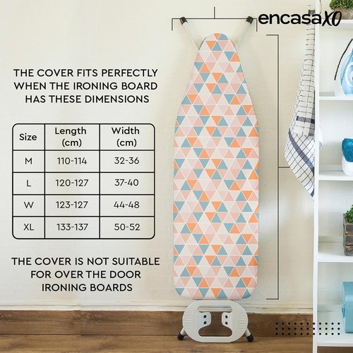 Encasa XO Ironing Board Cover - Thick 4mm Felt Padding, Scorch & Stain Resistant | 54"x15" Standard Size - [Design]