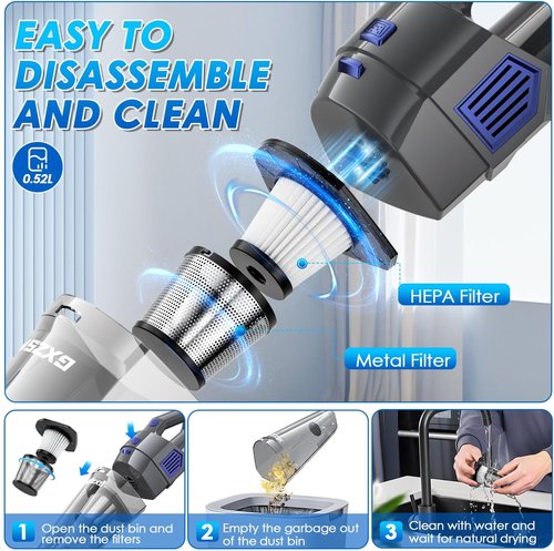 Gxzsk Handheld Vacuum - Cordless 15000PA Strong Suction Car Vacuum Cleaner | Rechargeable & Portable with Multi-Nozzles
