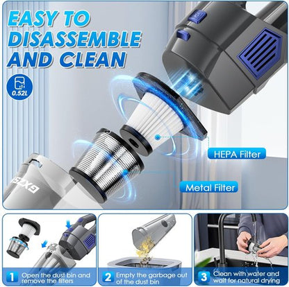 Gxzsk Handheld Vacuum - Cordless 15000PA Strong Suction Car Vacuum Cleaner | Rechargeable & Portable with Multi-Nozzles