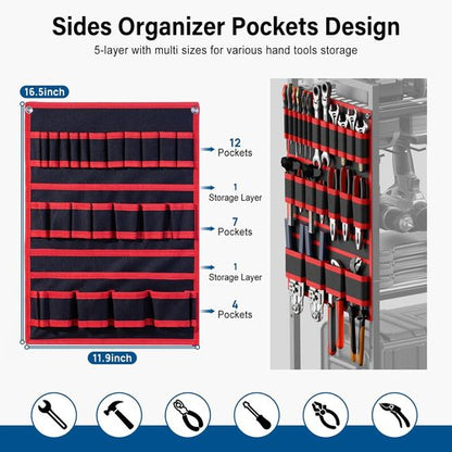 JUNNUJ Power Tool Organizer Cart - Heavy Duty Rolling Storage with 8 Outlets & 3 USB Ports | Floor Rack on Wheels