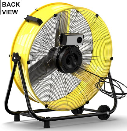 MEPTY 36-Inch Industrial Drum Fan, 21800 CFM High Velocity Floor Fan, 3-Speed Heavy Duty Metal Air Circulator for Shop, Warehouse, Workshop, Garage, Factory, 600W