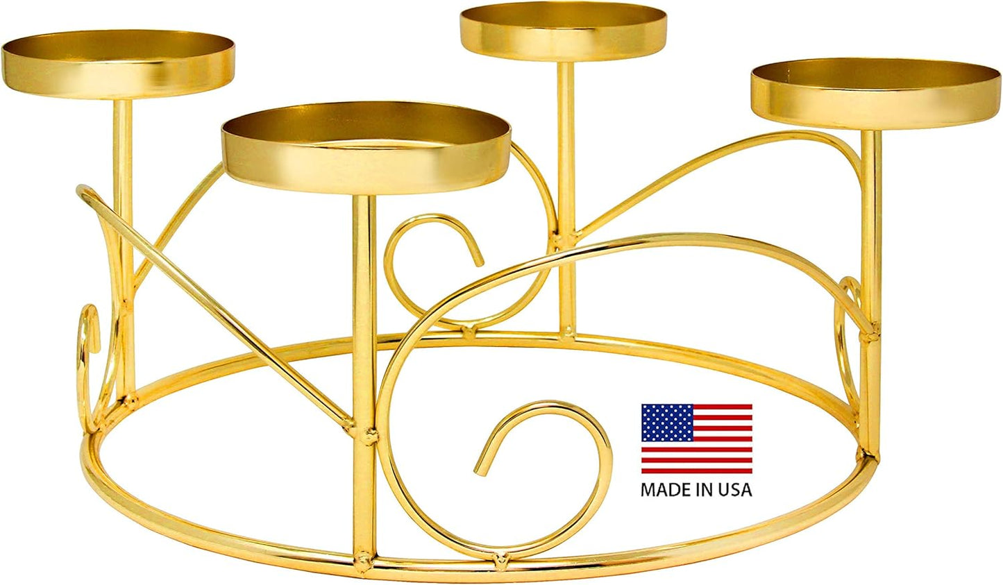 Regine Switzerland Christmas Advent Wreath Ring - Elegant Gold Candle Holder for Pillar Candles