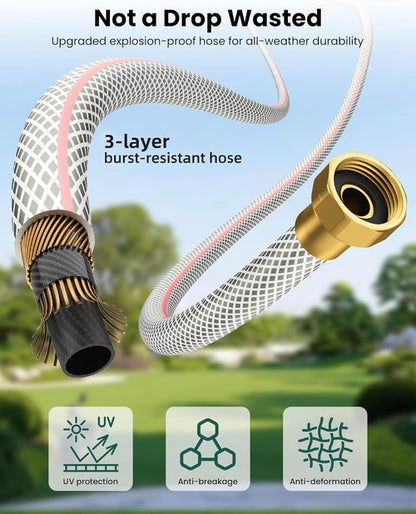 AYURA Retractable Garden Hose Reel - 100 ft x 1/2 Inch, Heavy Duty with Kink-Free Rewind & Locking Feature