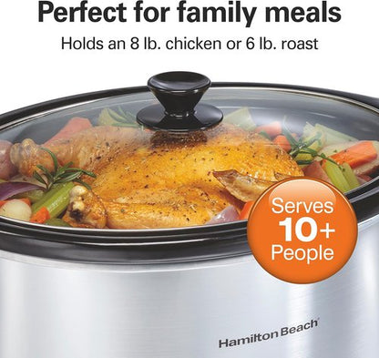 Hamilton Beach 8 Quart Programmable Slow Cooker - Three Temperature Settings, Dishwasher Safe | Silver (33480)