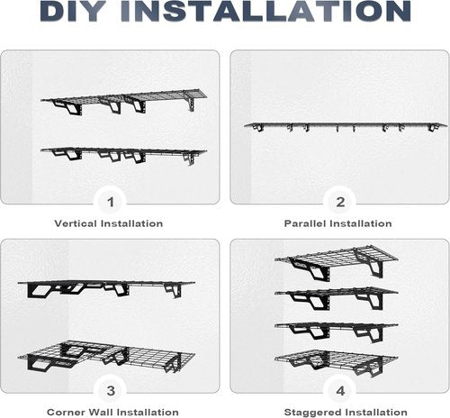 Atlas Heavy-Duty Garage Wall Shelves - 2-Pack 2x6 Ft | 800lbs Capacity Metal Floating Racks