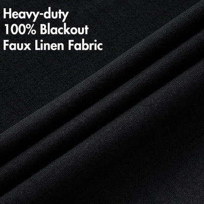 MIULEE Blackout Curtains - 100% Linen Texture Thermal Insulated Drapes | 52x72 Inch, Halloween Black, 2 Panels