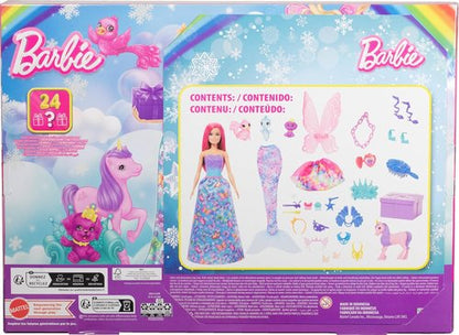 Barbie Advent Calendar - Doll with 24 Surprise Accessories, Transform into Mermaid & Fairy
