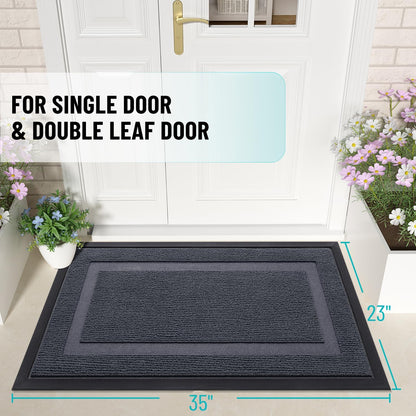 OLANLY Waterproof Front Door Mat - All-Season Indoor/Outdoor Doormat, Easy Clean, 35x23, Light Grey