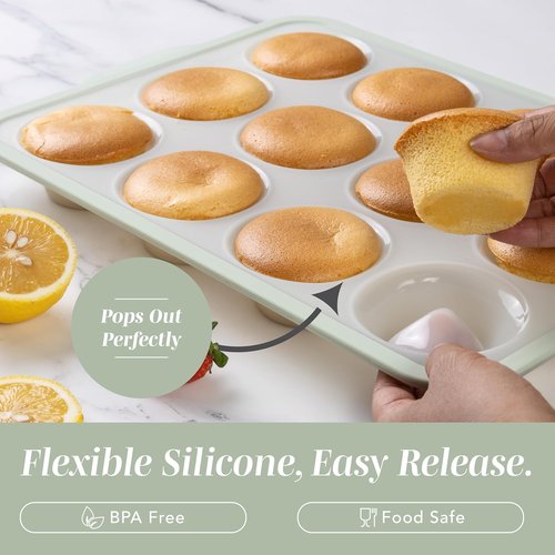COOK WITH COLOR 17-Piece Silicone Baking Pan Set - Non-Stick Muffin Pans with Metal Frame & Measuring Tools