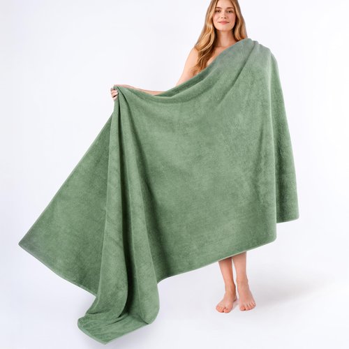 American Soft Linen 100% Cotton 600 GSM Turkish 40x80 Oversized Bath Towel Sheet, Extra Large Adult Towels for Bathroom, Sage Green