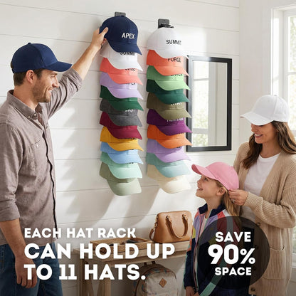 Skiennix Hat Organizer - 2 Pack Detachable DIY Rack for Up to 22 Baseball Caps - Black