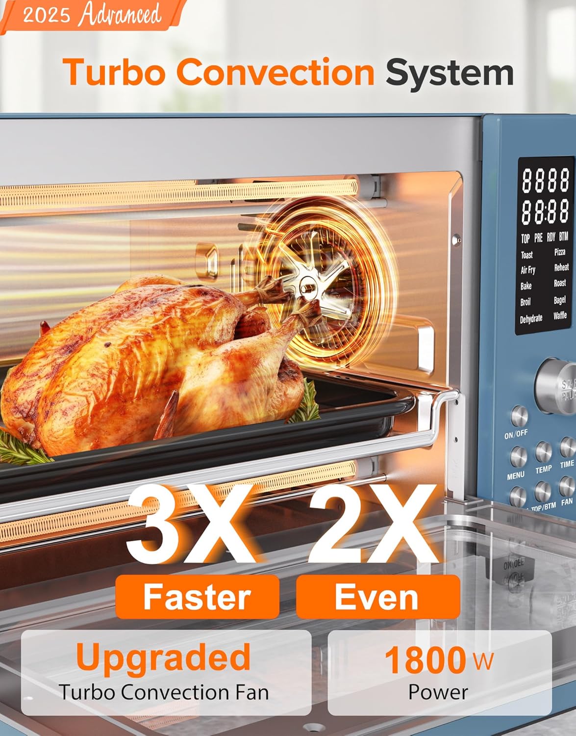 Nuwave Bravo Pro Smart Air Fryer - 10-in-1 Convection Oven with Quicker Crisp Technology | 21QT, Cozy Blue
