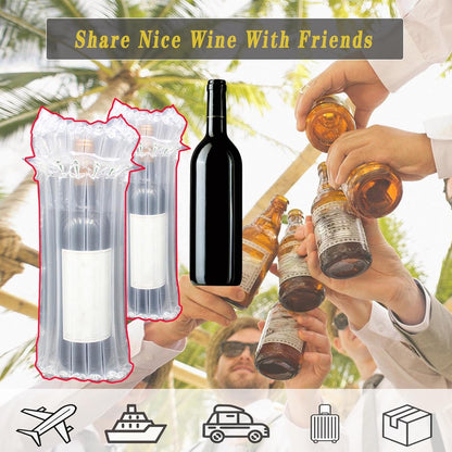 STAYWILD 10 Packs Wine Bottle Travel Protector & Inflatable Bags Airplane, Air Column Bubble Cushion Wrap Pouches for Shipping Packing Transport