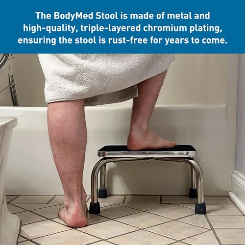BodyMed Heavy-Duty Foot Step Stool - Non-Slip Rubber Platform for Seniors & Adults | 300lbs Capacity, 18”L x 11.5”W x 9.5”H