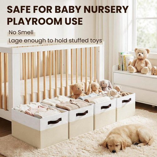 Criusia Large Fabric Storage Basket - 8 Pack Toy Organizers with Handles for Living Room & Laundry (14L x 10W x 9.5H)