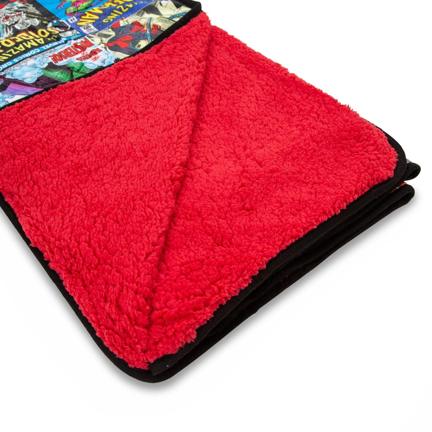 Marvel Spider-Man 60th Anniversary Special Edition Fleece Throw Blanket with Red Sherpa Backing | Plush Soft Polyester Cover for Sofa and Bed, Cozy Home Decor, Luxury Room Essentials | 72 x 67 Inches