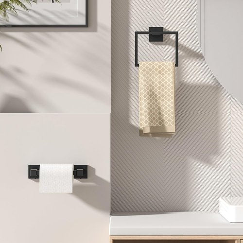 FORIOUS Toilet Paper Holder Set - Wall-Mounted SUS 304 Stainless Steel with Pivoting Design | Matte Black Finish