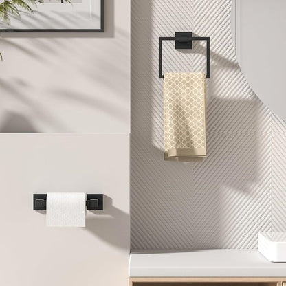 FORIOUS Toilet Paper Holder Set - Wall-Mounted SUS 304 Stainless Steel with Pivoting Design | Matte Black Finish