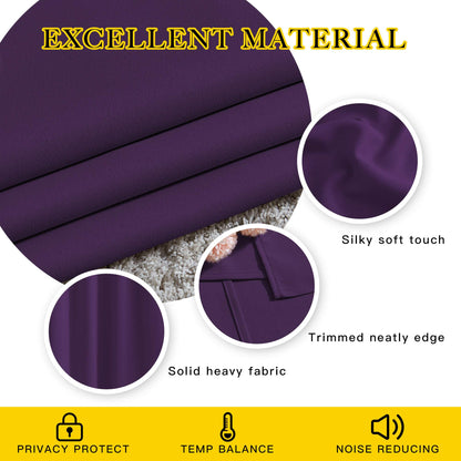 NICETOWN 72 inches Bedroom Curtains Panels - Functional Blackout Curtains/Panels for Bedroom, Thermal Insulated, Privacy Assured (Set of 2, 52 x 72 inches in Royal Purple)