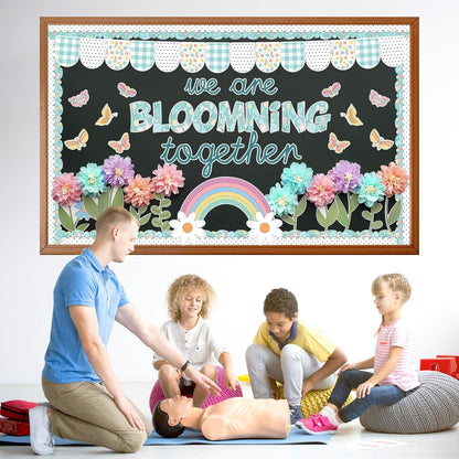 Regine Switzerland Flower Bulletin Board Set - 3D Tissue Paper Pompoms & Butterfly Cutouts for Classroom Decor